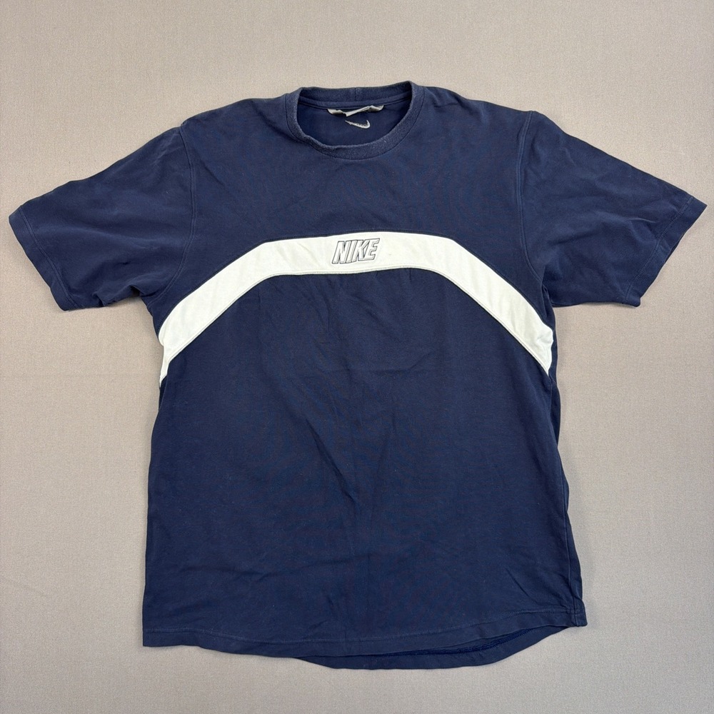 Vintage 2000's Nike T-Shirt Mens Size L Navy Blue‎ Logo